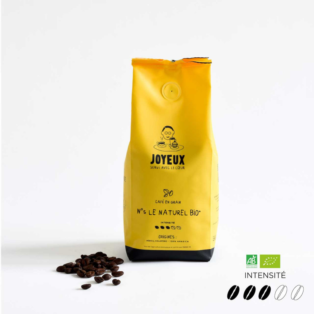 Café en grains Le Naturel Bio* - 250 g - Café Joyeux