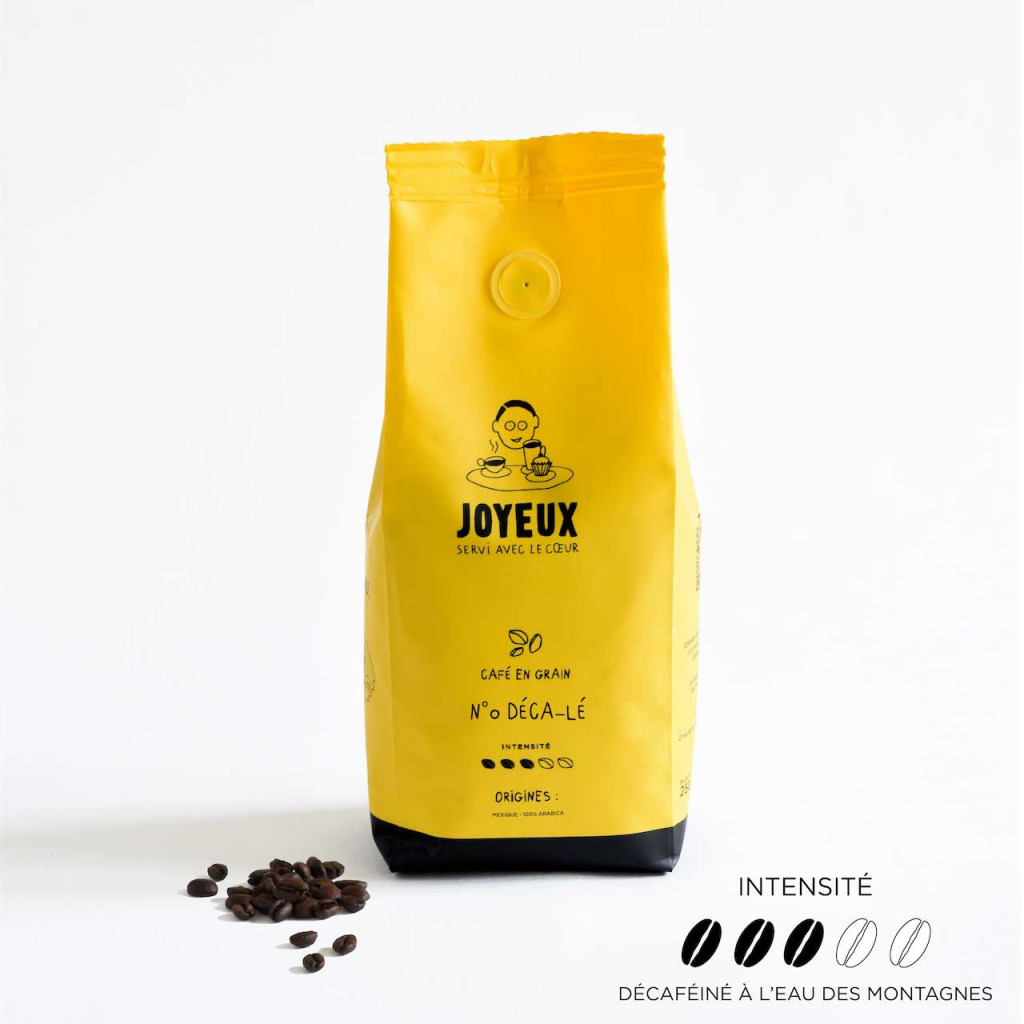 Café de qualité décaféiné en grains - le Décalé - 250 G - Café Joyeux