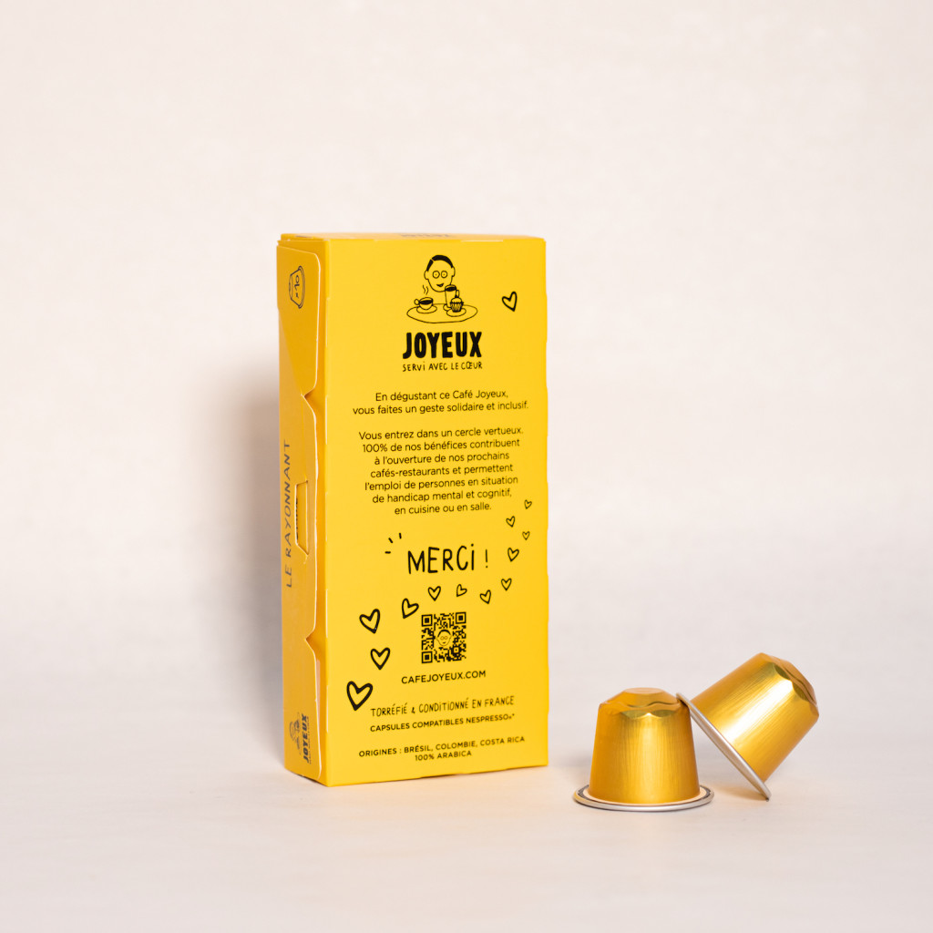 Coffee in aluminium capsules x10 le Rayonnant: back packaging