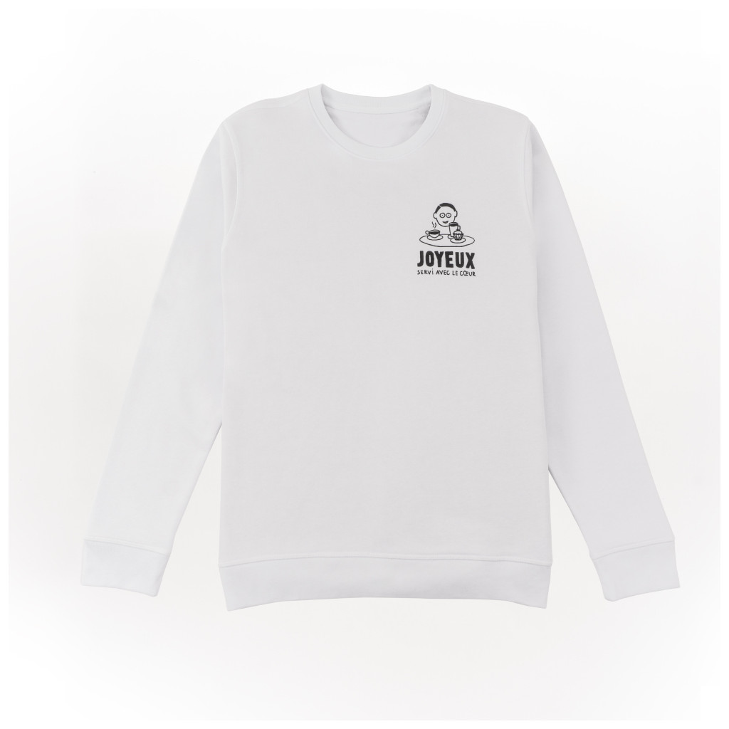 Sweat Shirt Adulte Blanc Café Joyeux - Face