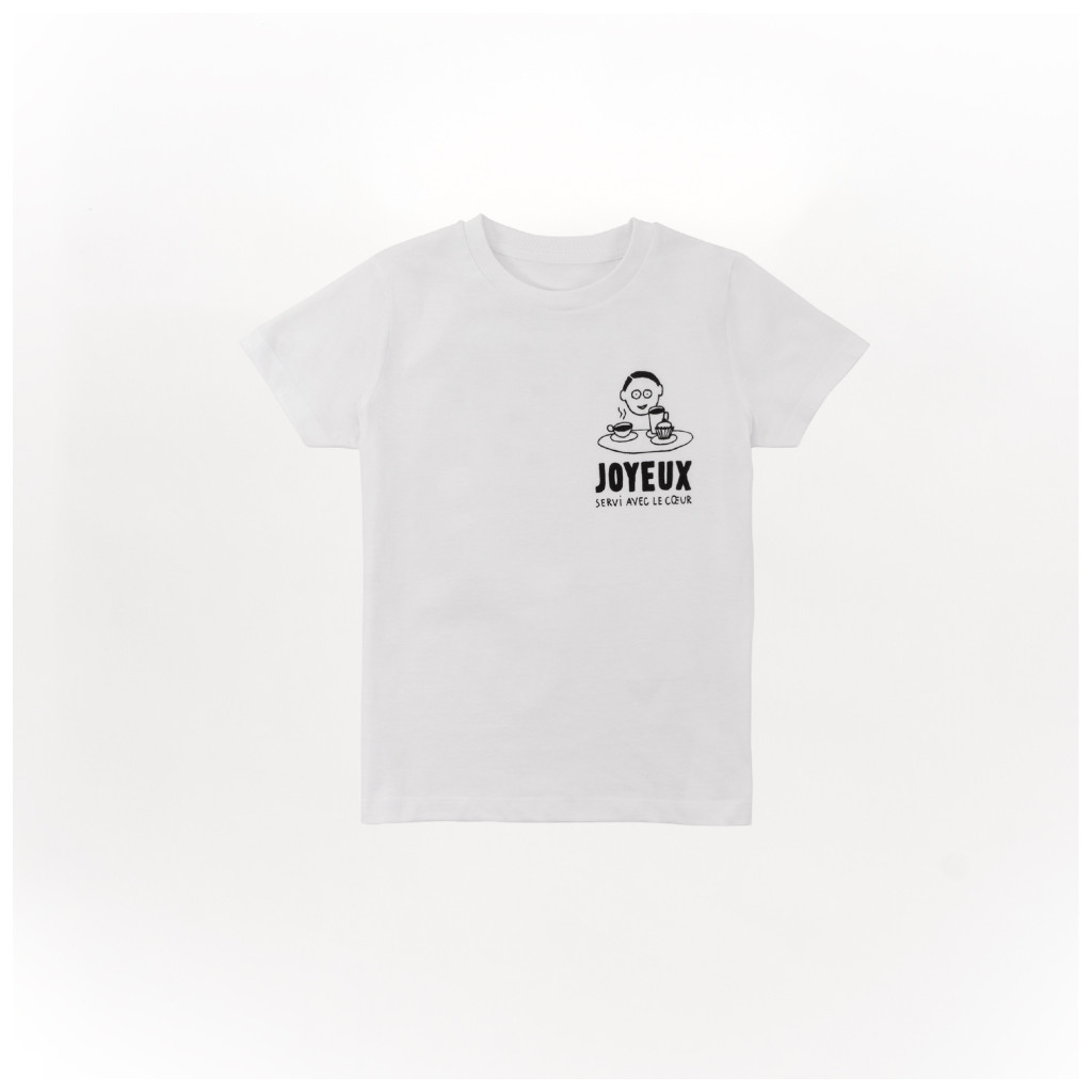 T Shirt Enfant Blanc Café Joyeux - Face