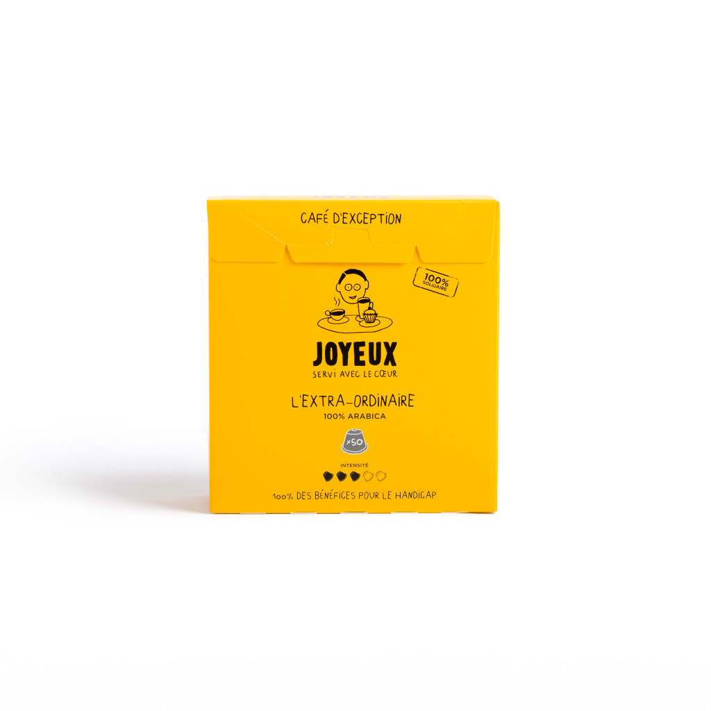 Café en capsules x50 l'Extraordinaire : packaging face - Café Joyeux