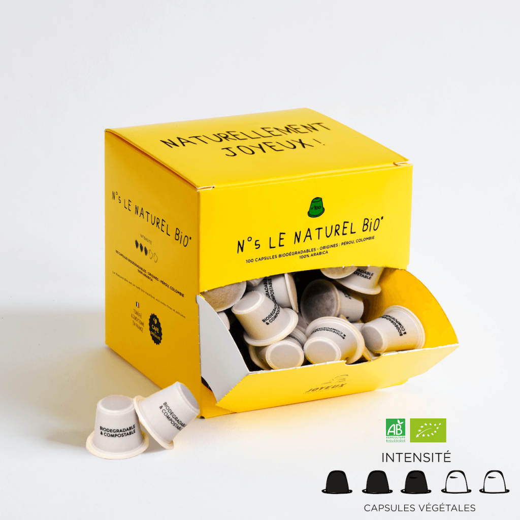 Café x100 capsules bio-compostables Le Naturel-Bio*